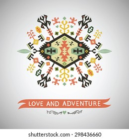 Vector colorful decorative element on native ethnic style