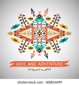 Vector colorful decorative element on native ethnic style