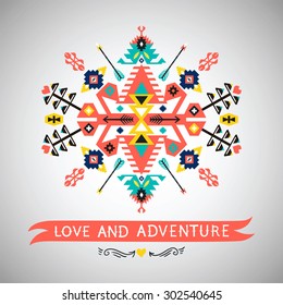 Vector colorful decorative element on native ethnic style