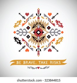 Vector colorful decorative element on native ethnic style