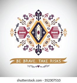 Vector colorful decorative element on native ethnic style