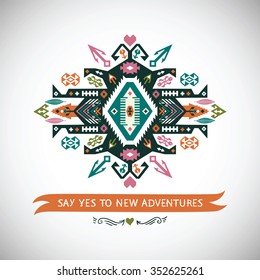 Vector colorful decorative element on native ethnic style