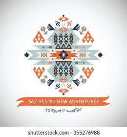 Vector colorful decorative element on native ethnic style