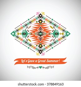 Vector colorful decorative element on native ethnic style