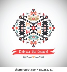 Vector colorful decorative element on native ethnic style