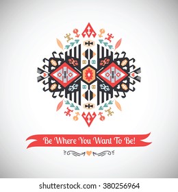 Vector colorful decorative element on native ethnic style