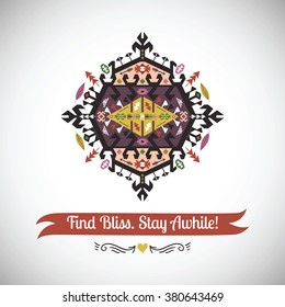 Vector colorful decorative element on native ethnic style
