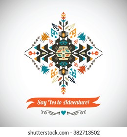 Vector colorful decorative element on native ethnic style