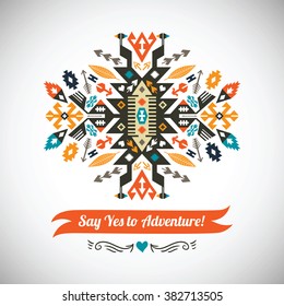 Vector colorful decorative element on native ethnic style