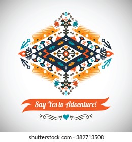 Vector colorful decorative element on native ethnic style