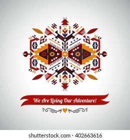 Vector colorful decorative element on native ethnic style