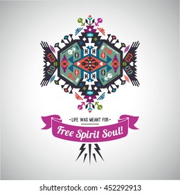 Vector colorful decorative element on native ethnic style