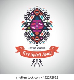 Vector colorful decorative element on native ethnic style