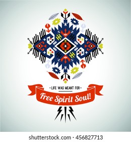 Vector colorful decorative element on native ethnic style