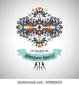 Vector colorful decorative element on native ethnic style