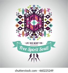 Vector colorful decorative element on native ethnic style
