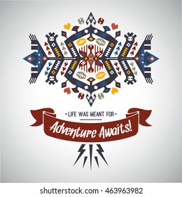 Vector colorful decorative element on native ethnic style