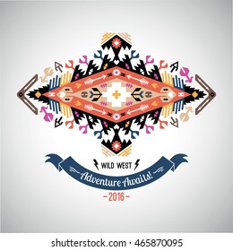 Vector colorful decorative element on native ethnic style