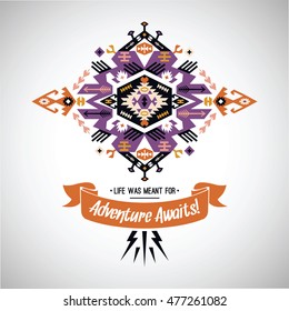 Vector colorful decorative element on native ethnic style