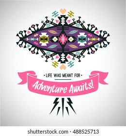 Vector colorful decorative element on native ethnic style