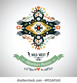 Vector colorful decorative element on native ethnic style