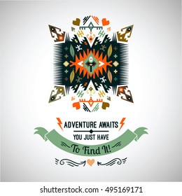 Vector colorful decorative element on native ethnic style