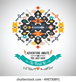 Vector colorful decorative element on native ethnic style