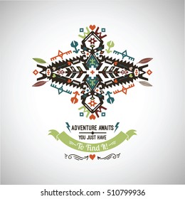 Vector colorful decorative element on native ethnic style