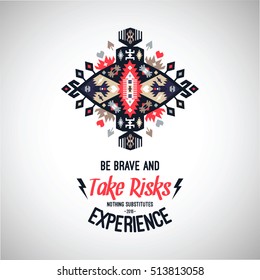 Vector colorful decorative element on native ethnic style