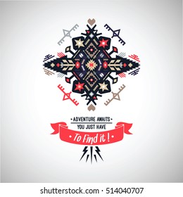 Vector colorful decorative element on native ethnic style