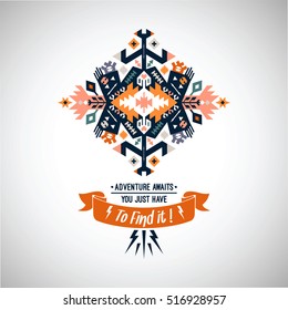 Vector colorful decorative element on native ethnic style