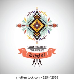 Vector colorful decorative element on native ethnic style