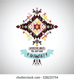 Vector colorful decorative element on native ethnic style