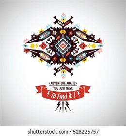 Vector colorful decorative element on native ethnic style