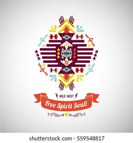 Vector colorful decorative element on native ethnic style