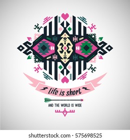 Vector colorful decorative element on native ethnic style