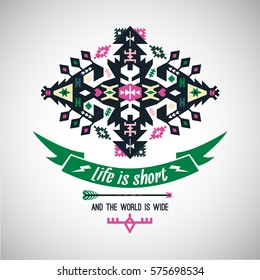 Vector colorful decorative element on native ethnic style