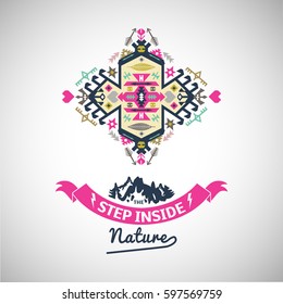 Vector colorful decorative element on native ethnic style