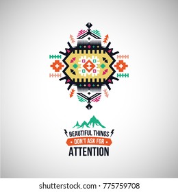 Vector colorful decorative element on native ethnic style