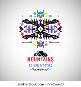 Vector colorful decorative element on native ethnic style