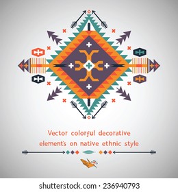 Vector colorful decorative elements on ethnic style