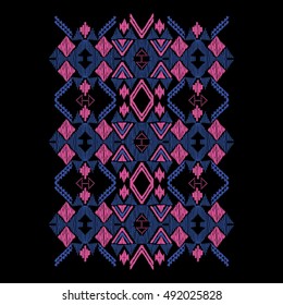 Vector colorful decorative ethnic pattern. American indian motifs. Background with aztec tribal ornament. Print for fashion, textile, paper and cover. Hand drawn illustration.