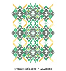 Vector colorful decorative ethnic pattern. American indian motifs. Background with aztec tribal ornament. Print for fashion, textile, paper and cover. Hand drawn illustration.
