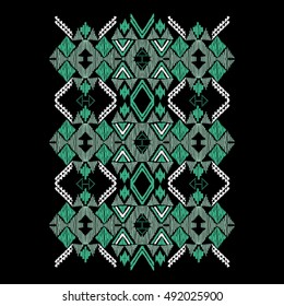 Vector colorful decorative ethnic pattern. American indian motifs. Background with aztec tribal ornament. Print for fashion, textile, paper and cover. Hand drawn illustration.