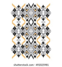 Vector colorful decorative ethnic pattern. American indian motifs. Background with aztec tribal ornament. Print for fashion, textile, paper and cover. Hand drawn illustration.