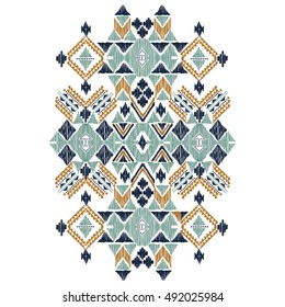 Vector colorful decorative ethnic pattern. American indian motifs. Background with aztec tribal ornament. Print for fashion, textile, paper and cover. Hand drawn illustration.
