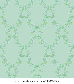 Vector Colorful Decorative Seamless Background Pattern with Drawn Herbs, Plants, Branches. Doodle Style Greenery, Lush Foliage, Foliate. Vector Illustration. Pattern Swatch