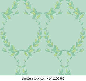 Vector Colorful Decorative Seamless Background Pattern with Drawn Herbs, Plants, Branches. Doodle Style Greenery, Lush Foliage, Foliate. Vector Illustration. Pattern Swatch