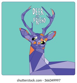 Vector colorful deer pop art illustration with low polygonal style