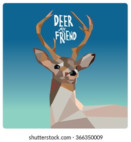 Vector colorful deer pop art illustration with low polygonal style